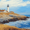 Beavertail Lighthouse Landmark Diamond Painting