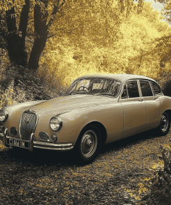 Beige Jaguar Vintage Engines Diamond Painting