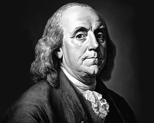 Benjamin Franklin in Monochrome Diamond Painting