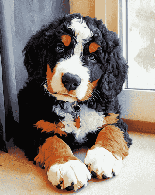 Bernedoodle Puppy Diamond Painting