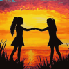 Best Friends Silhouette Sunset Diamond Painting