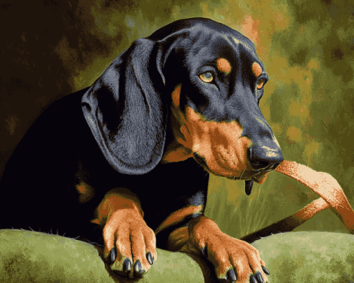 Black And Tan Coonhound Dog Diamond Painting