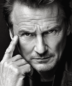 Black And White Liam Neeson Diamond Painting