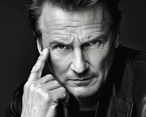 Black And White Liam Neeson Diamond Painting