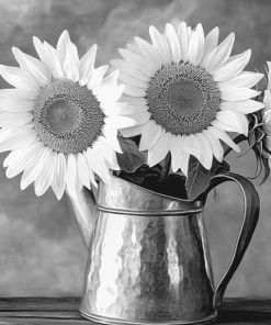 Black And White Sunflower Blossoms Diamond Painting