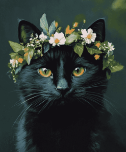 Black Cat Crowned Beauty Diamond Painting