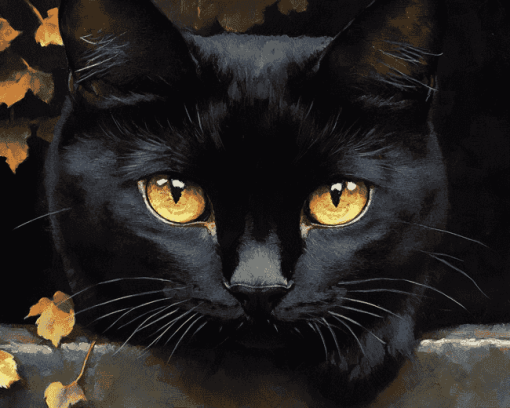 Black Cat with Green Eyes Diamond Painting