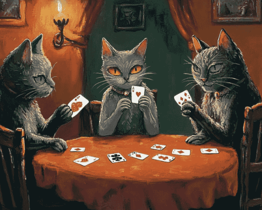 Black Cats Poker Fun Diamond Painting