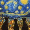 Black Cats Under Starry Nights Diamond Painting