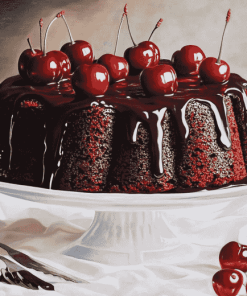 Black Cherry Dessert Diamond Painting