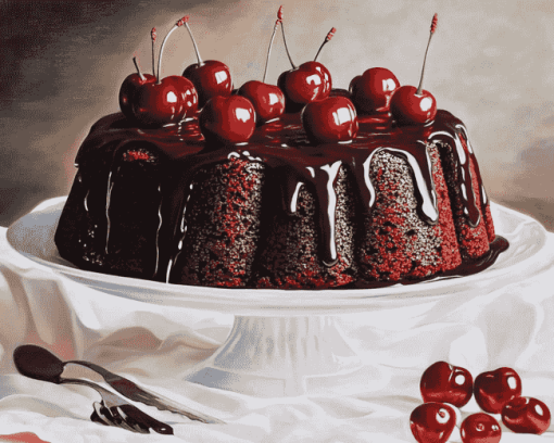 Black Cherry Dessert Diamond Painting