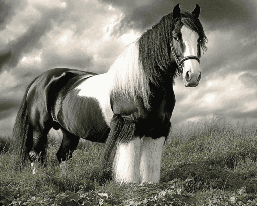 Black Clydesdale Horse Diamond Painting