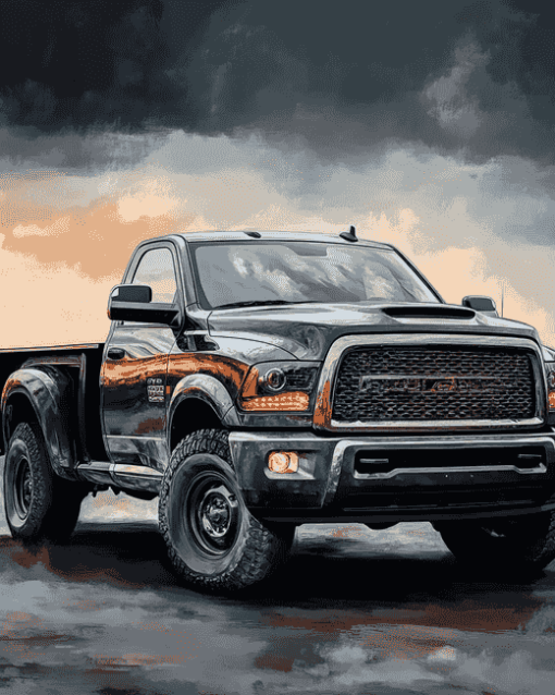 Black Dodge Pickup Diamond Painting