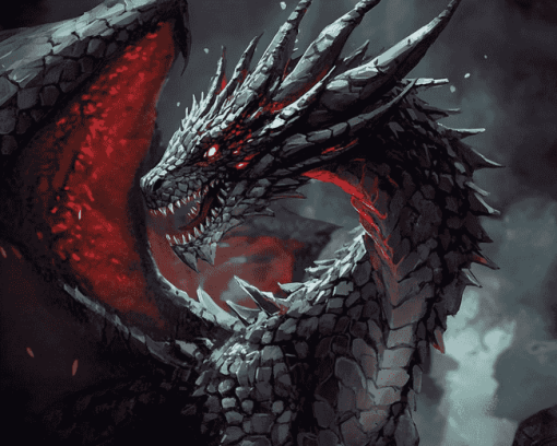 Black Dragon Fantasy Diamond Painting