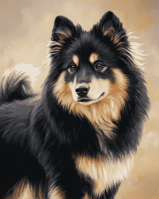 Black Finnish Lapphund Puppy Diamond Painting