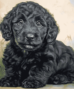 Black Goldendoodle Puppy Diamond Painting