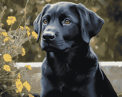 Black Labrador Puppy Diamond Painting