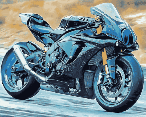 Black Motorbike Engines Diamond Painting