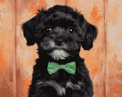 Black Shorkie Puppy Diamond Painting