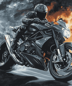 Black Streetfighter Motors Diamond Painting