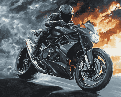 Black Streetfighter Motors Diamond Painting