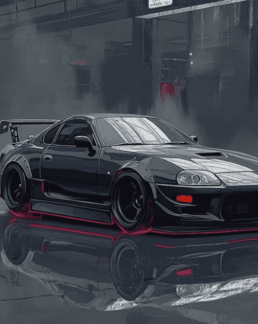 Black Supra Mk4 Engines Diamond Painting