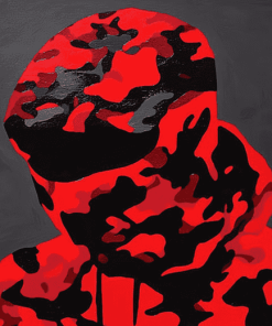 Black and Red Camo Masterpiece Diamond Painting