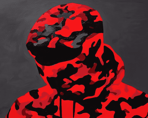 Black and Red Camo Masterpiece Diamond Painting