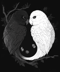 Black and White Birds Yin Yang Diamond Painting