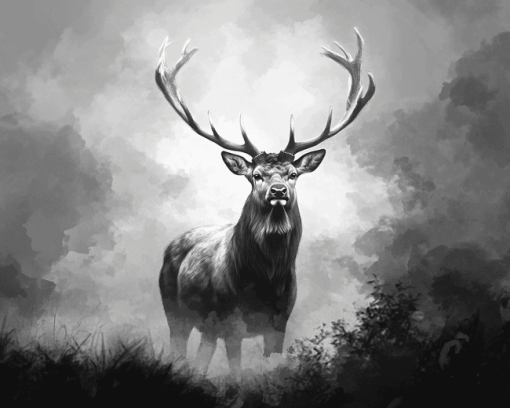 Black and White Deer Diamond Painting