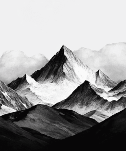 Black and White Mountain Scenery Diamond Painting