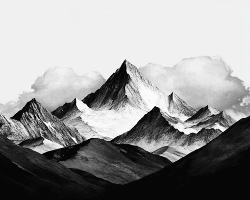 Black and White Mountain Scenery Diamond Painting