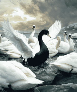 Black and White Swans Diamond Painting