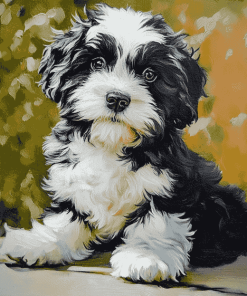 Black and White Tibetan Terrier Diamond Painting