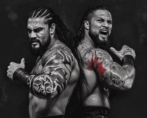 Black and White Usos Wrestling Diamond Painting