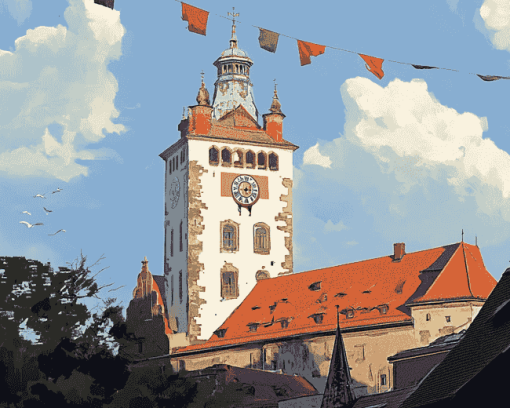 Blaser Tower Ravensburg Landmark Diamond Painting