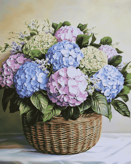 Blooming Hydrangeas and Roses Diamond Painting