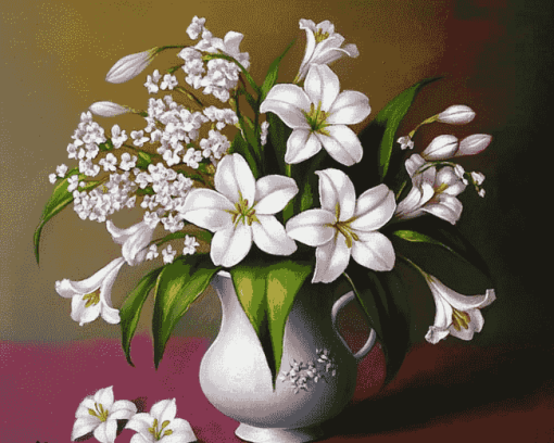 Blossoming Lilies in Jug Diamond Painting