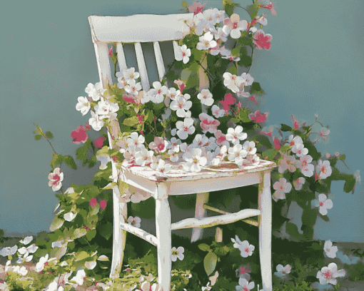 Blossoming Roses Chair Diamond Painting