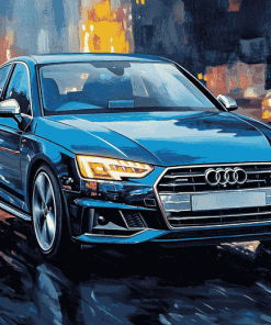 Blue Audi A4 Engines Diamond Painting