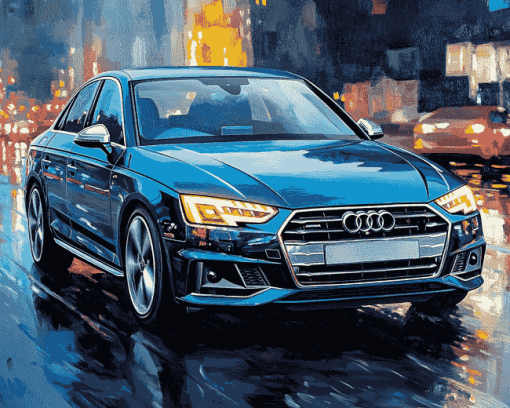 Blue Audi A4 Engines Diamond Painting