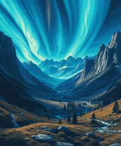 Blue Aurora Landscape Diamond Painting