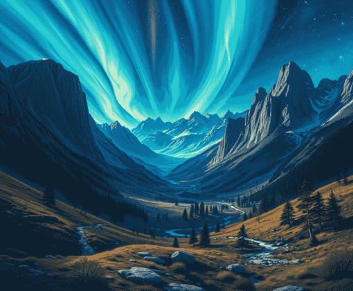 Blue Aurora Landscape Diamond Painting