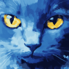 Blue Cat Abstract Diamond Painting