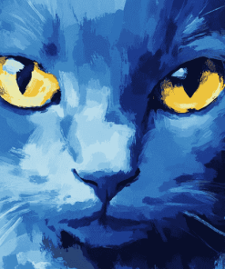 Blue Cat Abstract Diamond Painting