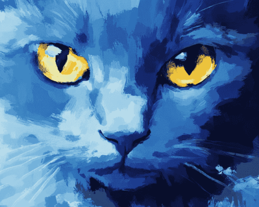 Blue Cat Abstract Diamond Painting