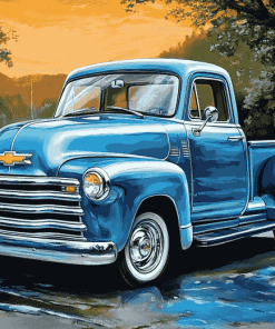 Blue Chevrolet Trucks Diamond Painting