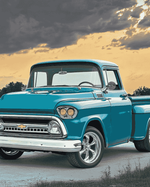 Blue Chevy Apache Enthusiast Diamond Painting