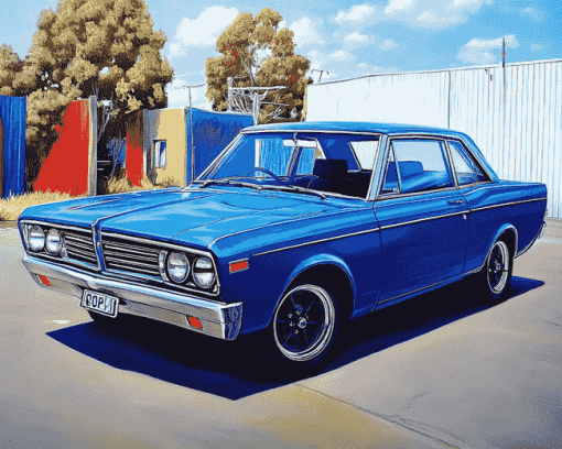 Blue Chrysler Valiant Car Diamond Painting