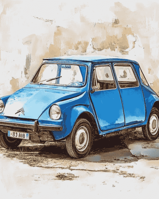 Blue Citroen Ami 8 Diamond Painting